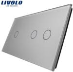 LIVOLO Panou Intrerupator simplu + dublu Gri (VL-P701/02-4I)