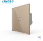 LIVOLO Intrerupator simplu tactil, cap scara / cap cruce, cu panou sticla, Generatia Noua Auriu (VL-FC1S-2G-A)