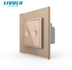 LIVOLO Intrerupator tactil dublu, cap scara / cruce, rama sticla Auriu (722000413SR)
