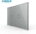LIVOLO Intrerupator dublu, standard italian, cu panou sticla, 3M Gri (VL-FC2-3G-3I)