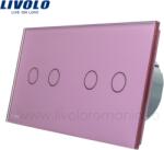 LIVOLO Intrerupator dublu+dublu wireless RF, generatia noua Roz (VL-C702R/VL-C702R-17)