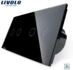LIVOLO Intrerupator dublu+dublu wireless RF, generatia noua Negru (VL-C702R/VL-C702R-12)
