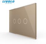 LIVOLO Panou triplu de sticla, standard italian, 3M Auriu (VL-P903-3A)