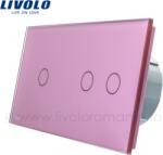 LIVOLO Intrerupator simplu+dublu wireless RF, generatia noua Roz (VL-C701R/VL-C702R-17)