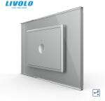 LIVOLO Intrerupator simplu tactil, cap scara / cap cruce, standard italian, cu rama sticla, 3M Gri (VL-FC1S-P9E-3IP)