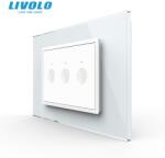 LIVOLO Intrerupator triplu tactil, standard italian, cu rama sticla, 3M Alb (VL-FC3-P9E-3WP)