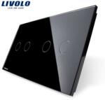 LIVOLO Panou Intrerupator dublu + dublu Negru (VL-P702/02-4B)