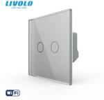 LIVOLO Intrerupator tactil dublu WiFi, cu panou sticla Gri (VL-FC2NY-C2-I2G)