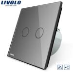 LIVOLO Intrerupator dublu cap scara/ cruce, wireless RF Gri (VL-C702SR-15)