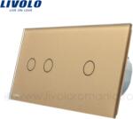 LIVOLO Intrerupator dublu+simplu wireless RF, generatia noua Auriu (VL-C702R/VL-C701R-13)