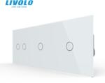 LIVOLO Intrerupator cap / scara, dublu + simplu + simplu, generatia noua, cu panou sticla Alb (VL-FC2S-2FC1S-P702/01/01-6WP)