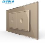 LIVOLO Intrerupator tactil simplu + Intrerupator tactil simplu, 4M, cu rama sticla Auriu (VL-2FC1-2AP-P9E)