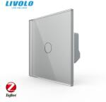 LIVOLO Intrerupator simplu tactil, Protocol Zigbee, cu panou sticla, Generatia Noua Gri (VL-FC1Z-2G-I)