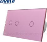 LIVOLO Panou Intrerupator dublu + simplu Roz (BB-C7-C2/C1-17)