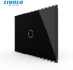 LIVOLO Panou simplu de sticla, standard italian, 3M Negru (VL-P901-3B)
