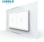 LIVOLO Intrerupator tactil simplu + Intrerupator tactil simplu, 4M, cu rama sticla Alb (VL-2FC1-2WP-P9E)