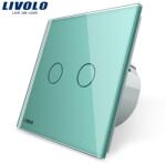 LIVOLO Intrerupator dublu reset, buton revenire Verde (VL-C702H-18)