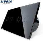 LIVOLO Intrerupator dublu+dublu, generatia noua Negru (VL-C702/VL-C702-12)