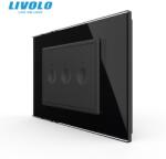 LIVOLO Intrerupator triplu tactil, standard italian, cu rama sticla, 3M Negru (VL-FC3-P9E-3BP)