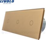 LIVOLO Intrerupator simplu+simplu+simplu, generatia noua Auriu (VL-C703-13)