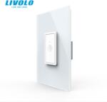 LIVOLO Intrerupator simplu tactil, 1M, cap scara / cap cruce, cu rama sticla Alb (VL-FC1S-1WP+P9E)