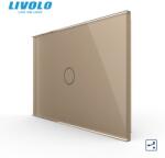LIVOLO Intrerupator simplu, standard italian, cap scara / cap cruce, cu panou sticla, 3M Auriu (VL-FC1S-3G-3A)