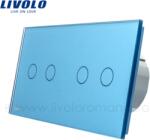 LIVOLO Intrerupator dublu+dublu, generatia noua Albastru (VL-C702/VL-C702-11/12/13/15-7)