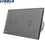 LIVOLO Intrerupator dublu+simplu, generatia noua Gri (VL-C702/VL-C701-15)