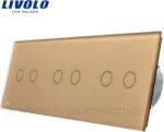 LIVOLO Intrerupator dublu+dublu+dublu, generatia noua Auriu (VL-C706-13)