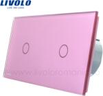 LIVOLO Intrerupator simplu+simplu, generatia noua Roz (VL-C701/VL-C701-17)