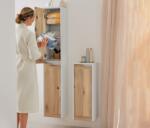Tchibo Fürdőszobai szekrény, tölgy, fehér Matt fehér korpusz Natúrszínű tölgyfa front