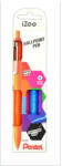Pentel Golyóstoll nyomógombos 0, 35mm, Pentel iZee 4 db-os kék, pink, lila, narancs (BX467-4COL) - iroszer24