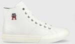 Tommy Hilfiger sneakers din piele TH HI VULC STREET LEATHER culoarea alb, FM0FM04739 PPYX-OBM0CD_00A