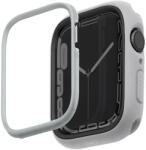 Apple Watch 1-6, SE (44 mm) / Watch 7-8 (45 mm), Műanyag + szilikon védőkeret, szíj nélkül, közepesen ütésálló, 2 db cserélhető kerettel, Uniq Moduo, törtfehér - tok-shop