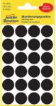 Avery Etikett címke, o18mm, jelölésre, 24 címke/ív, 4 ív/doboz, Avery fekete (3003) - tonerpiac