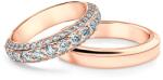 SAVICKI esküvői karikagyűrűk: rózsaarany, ferdített, 5, 0 mm és 4, 4 mm, gyémántok
