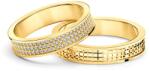 SAVICKI esküvői karikagyűrűk: arany, lapos, 4, 8 mm és 4, 4 mm, gyémántokkal