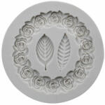  Rózsakoszorú levelekkel fondant forma, szilikon, 7, 5×7, 5 cm