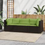 vidaXL Set mobilier de grădină cu perne, 3 piese, maro, poliratan (319830)