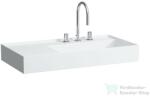 Laufen Kartell By Laufen 90x46 cm-es mosdó, bal oldali polccal, 3 csaplyukkal, LCC bevonattal, fehér H8103394001581 (H8103394001581)