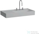 Laufen Kartell By Laufen 90x46 cm-es csiszolt aljú mosdó, bal oldali polccal, 3 csaplyukkal, matt szürke H8183397591581 (H8183397591581)