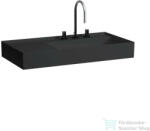 Laufen Kartell By Laufen 90x46 cm-es csiszolt aljú mosdó, bal oldali polccal, 3 csaplyukkal, matt fekete H8183397161581 (H8183397161581)