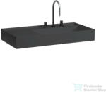 Laufen Kartell By Laufen 90x46 cm-es csiszolt aljú mosdó, bal oldali polccal, 3 csaplyukkal, graphite matt H8183397581581 (H8183397581581)
