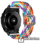 Okosóra szíj - fonott szövet, sztreccses, állítható, légáteresztő, csatos - SZÍNES - 210mm hosszú, 26mm széles QUICKFIT - Garmin Fenix 7X / 5X Plus / 5X Plus Sapphire / 6X / 6X Sapphire / 6X Pro / 6X 