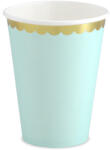 PartyDeco S. r. o Party pohár, menta, arany szegéllyel, 220ml, 6db/cs