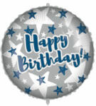 Procos Balon din folie - Happy Birthday Star - gri albastru 46 cm