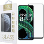 realme 8 5G üvegfólia, tempered glass, előlapi, 10D, edzett, hajlított, fekete kerettel