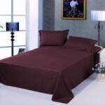 HomePuls Cearsaf de pat dublu king size Damasc Policoton dunga 1 cm, 230 x 260 cm, Rosu Visiniu