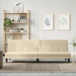 vidaXL Canapea extensibilă cu suporturi de pahare, crem, textil (351866) Canapea