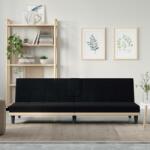vidaXL Canapea extensibilă cu suporturi de pahare, negru, textil (351865) Canapea